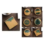 Beach Contour Line Epoxy Art Wooden Coaster