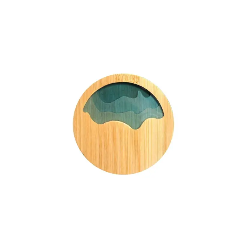 Beach Contour Line Epoxy Art Wooden Coaster