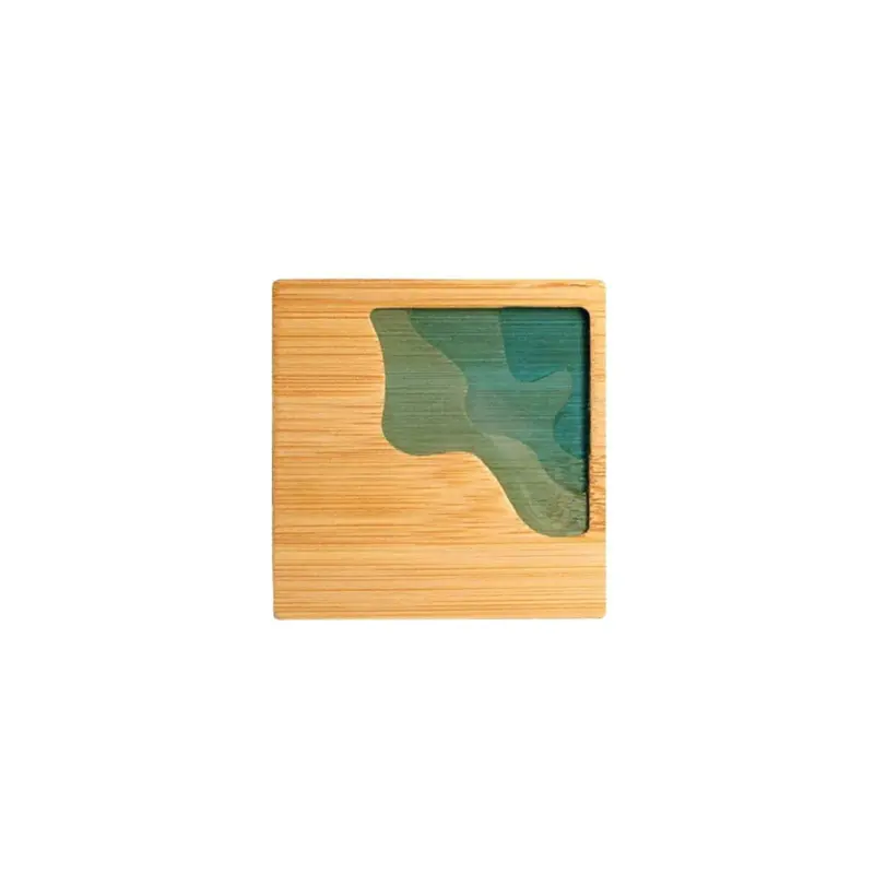 Beach Contour Line Epoxy Art Wooden Coaster