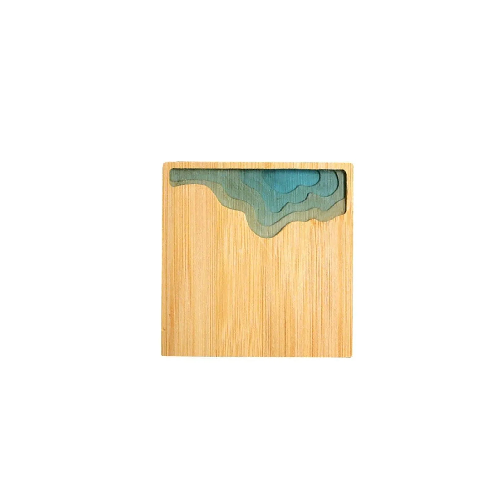 Beach Contour Line Epoxy Art Wooden Coaster -