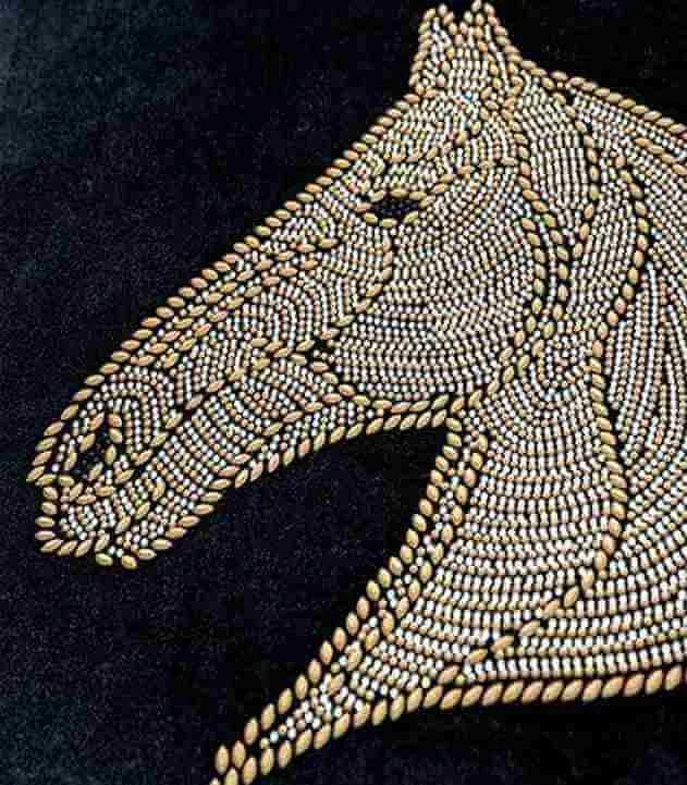Beaded Horse Head Velvet Cushion Cover with Tassels -  - #tag1#