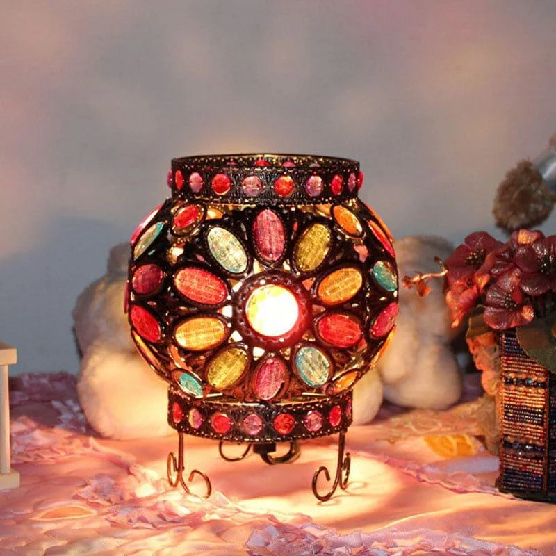 Beadlight - Bedside table with acrylic beads in bronze for atmospheric lighting -  - #tag1#