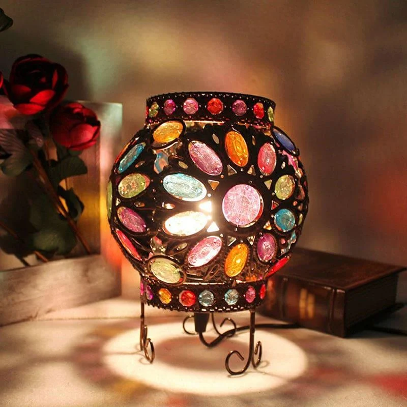 Beadlight - Bedside table with acrylic beads in bronze for atmospheric lighting -  - #tag1#