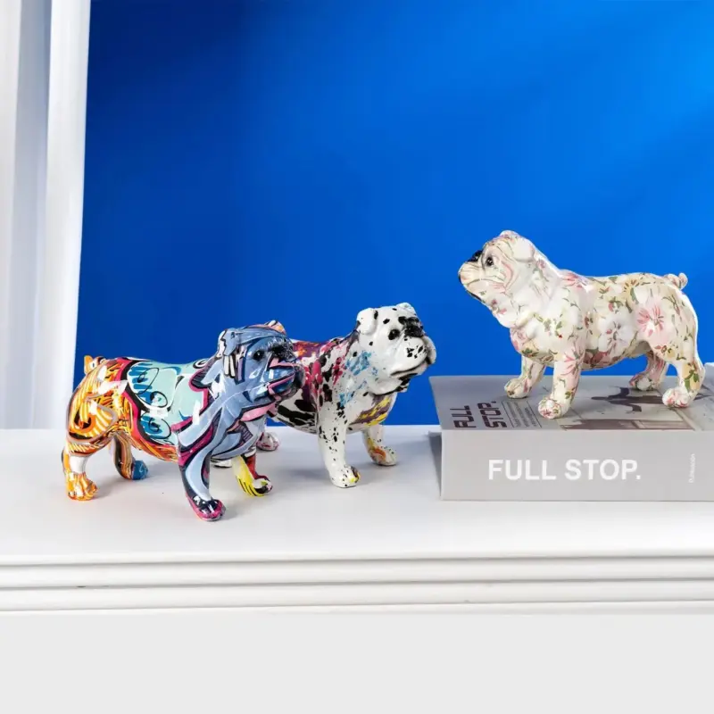 Beauty Graffiti Modern English Bulldog Sculptures and Statues Office Ornaments Crafts