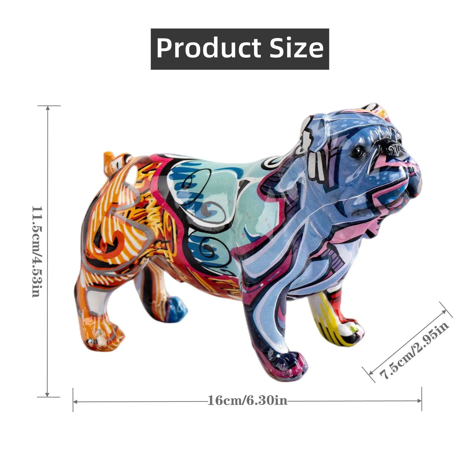 Beauty Graffiti Modern English Bulldog Sculptures and Statues Office Ornaments Crafts -