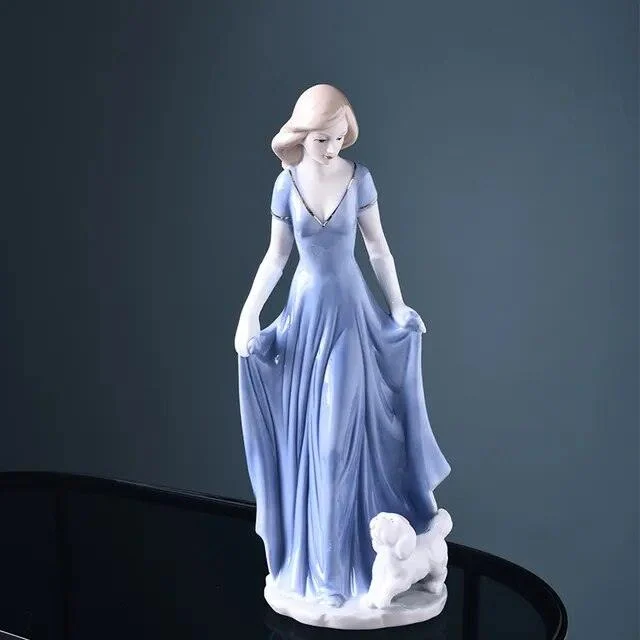 Beauty Lady European American Ceramic Porcelain Sculptures and Statues Handicraft Wedding Gift -