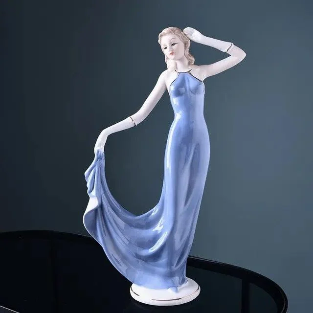 Beauty Lady European American Ceramic Porcelain Sculptures and Statues Handicraft Wedding Gift -