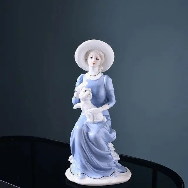 Beauty Lady European American Ceramic Porcelain Sculptures and Statues Handicraft Wedding Gift -