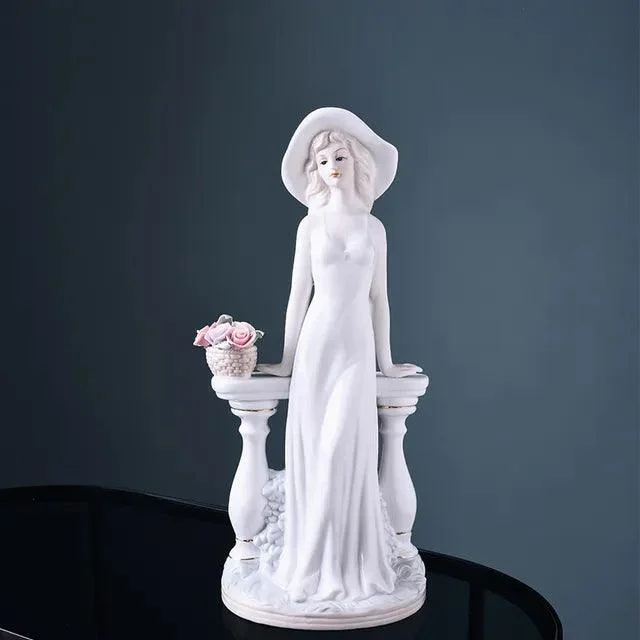 Beauty Lady European American Ceramic Porcelain Sculptures and Statues Handicraft Wedding Gift -
