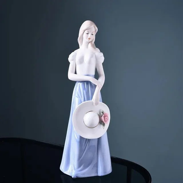 Beauty Lady European American Ceramic Porcelain Sculptures and Statues Handicraft Wedding Gift -