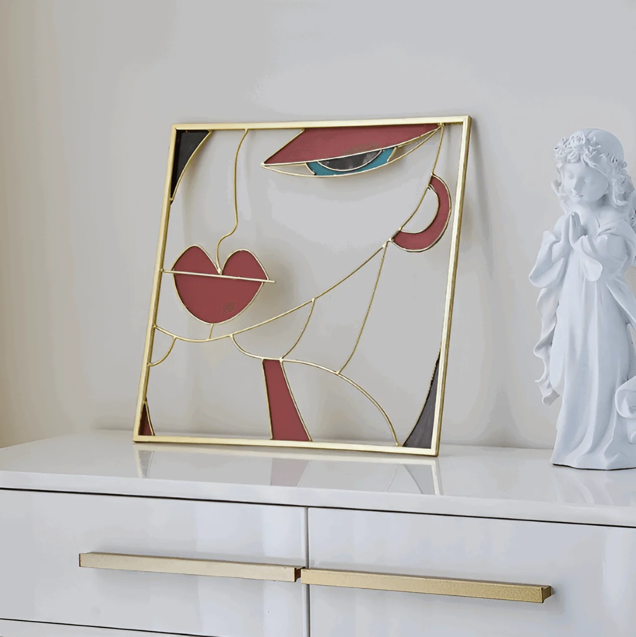 Beauty Trio - 3-piece abstract face metal silhouette set for wall decoration -  - #tag1#