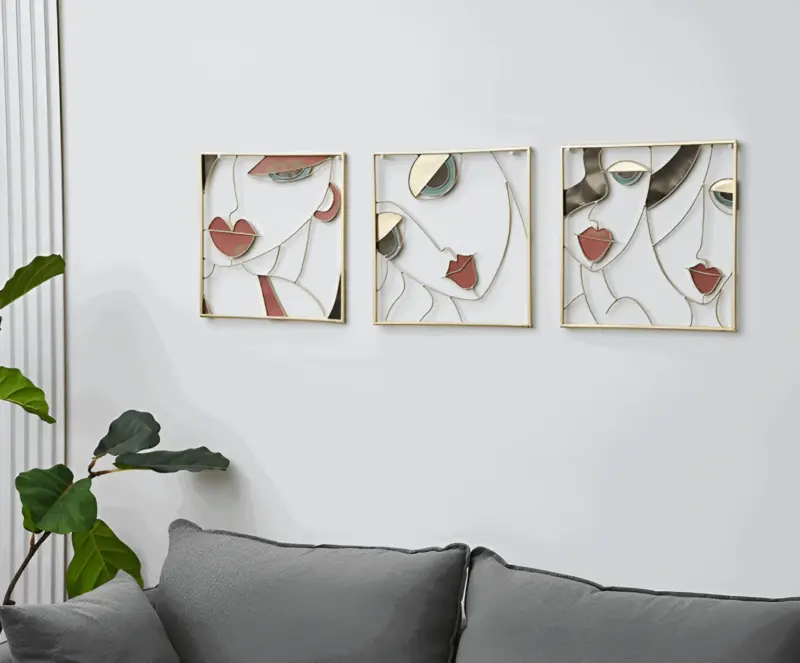 Beauty Trio 3 piece abstract face metal silhouette set for wall decoration tag1