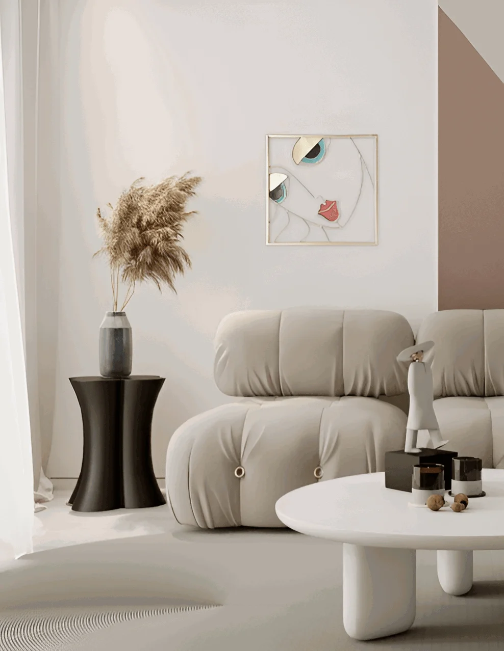 Beauty Trio - 3-piece abstract face metal silhouette set for wall decoration -  - #tag1#