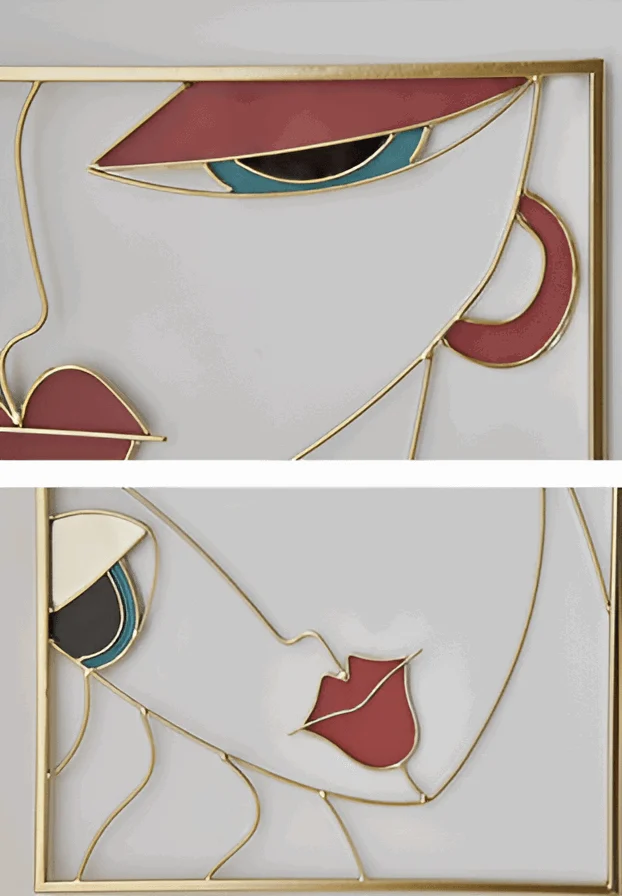 Beauty Trio - 3-piece abstract face metal silhouette set for wall decoration -  - #tag1#