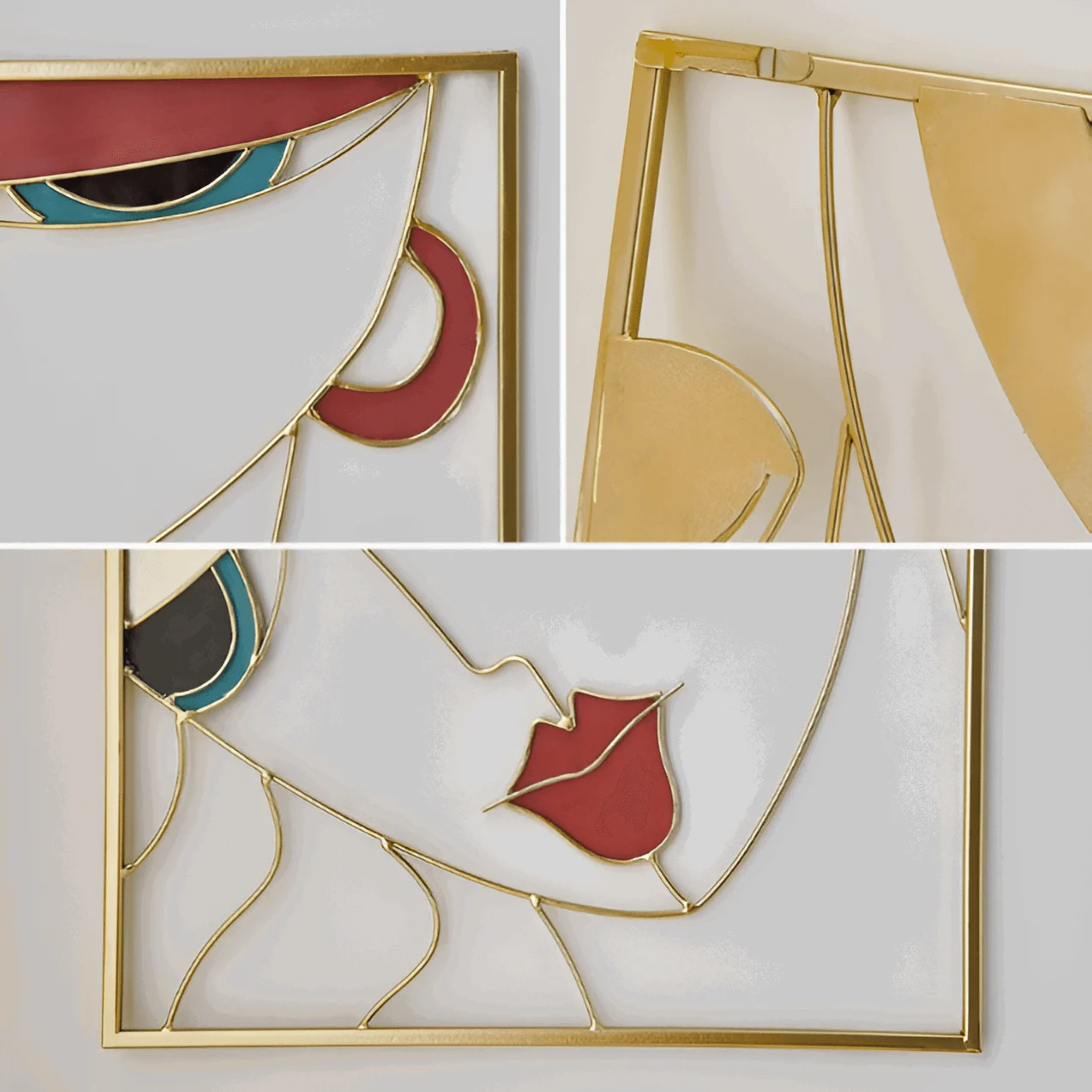 Beauty Trio - 3-piece abstract face metal silhouette set for wall decoration -  - #tag1#