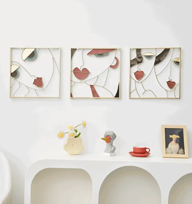 Beauty Trio 3 piece abstract face metal silhouette set for wall decoration tag1
