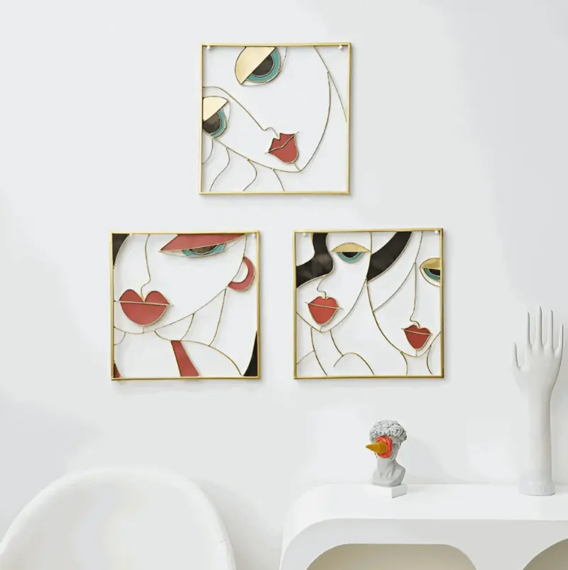 Beauty Trio 3 piece abstract face metal silhouette set for wall decoration tag1
