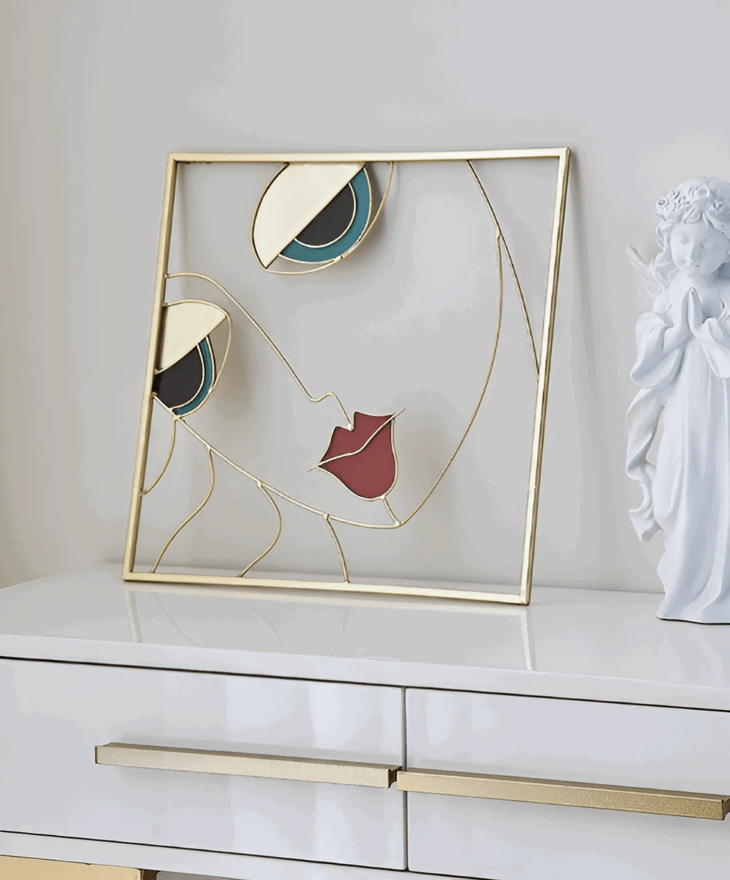 Beauty Trio - 3-piece abstract face metal silhouette set for wall decoration -  - #tag1#