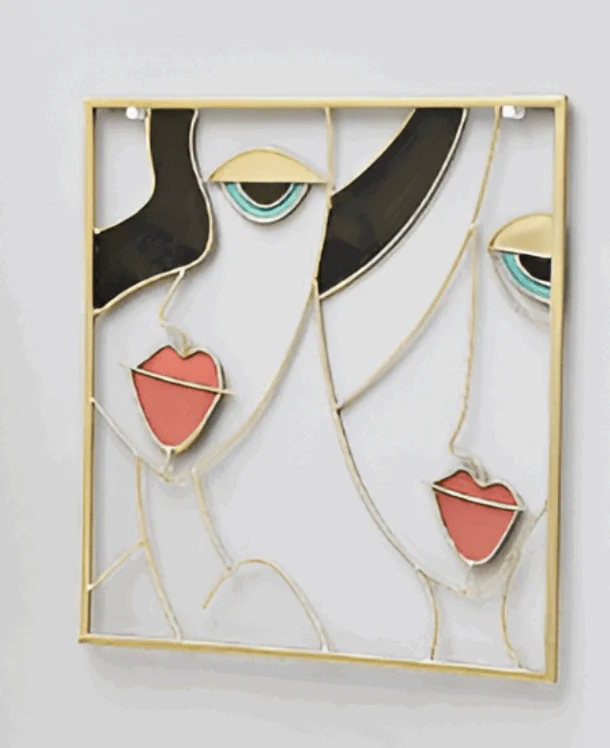 Beauty Trio - 3-piece abstract face metal silhouette set for wall decoration -  - #tag1#