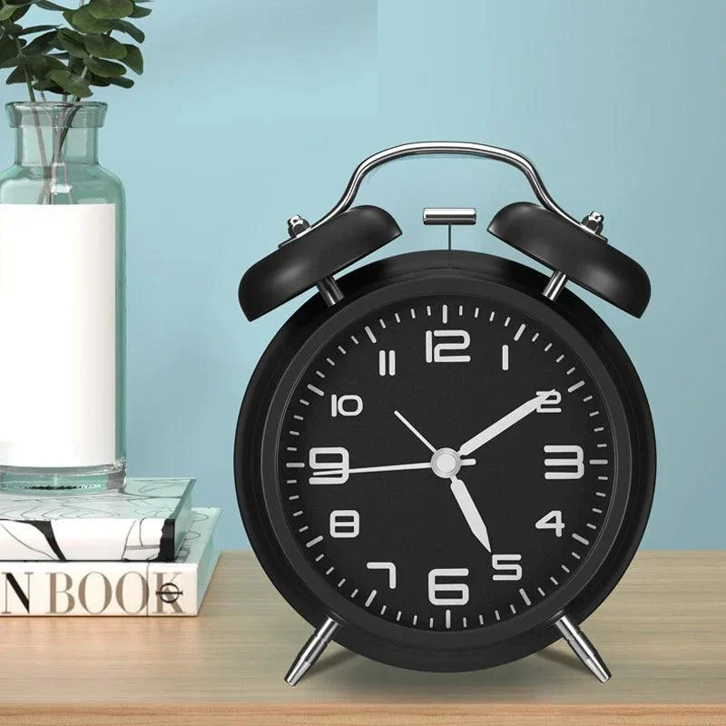 Bedroom Alarm Clock - Analog - Wireless alarm clock - Black - Metal - Traditional -  - #tag1#