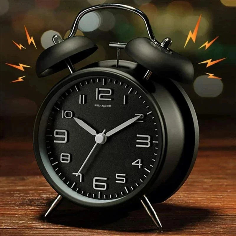 Bedroom Alarm Clock - Analog - Wireless alarm clock - Black - Metal - Traditional -  - #tag1#