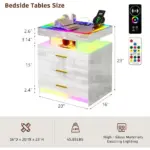 Bedroom Furniture Glass With Touch Screen Bedside Table RGB LED Bedside Table With Charging Station tag1
