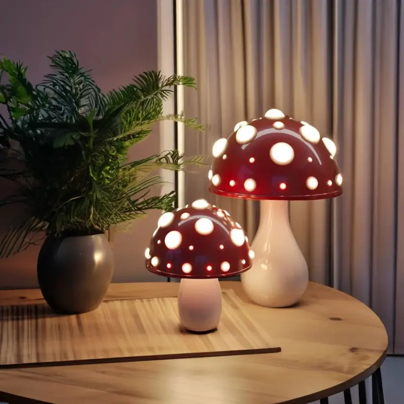 Bedroom lamp GlowMush Mushroom design Peaceful atmosphere tag1