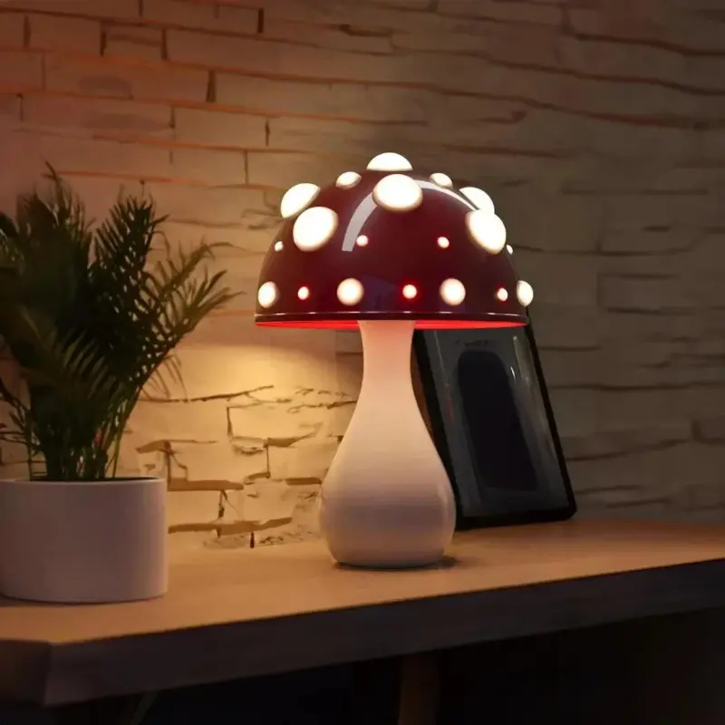 Bedroom lamp GlowMush Mushroom design Peaceful atmosphere tag1