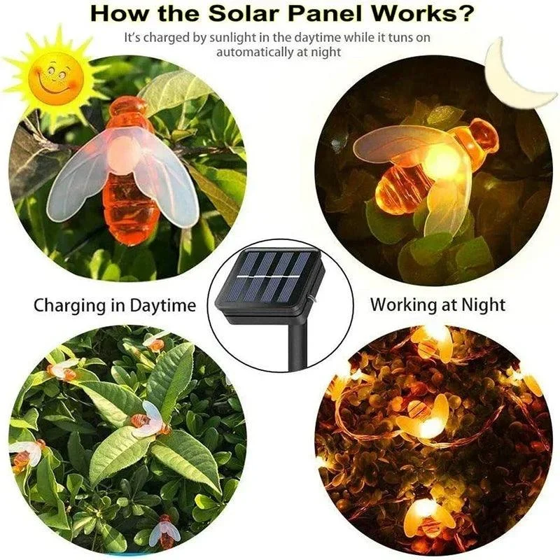 BeeGlow - solar fairy lights for outside -