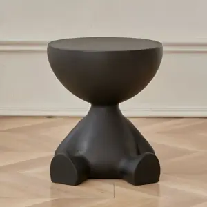 Beef Cream Side Table - Black Round Coffee Table - Cute Plastic Side Table
