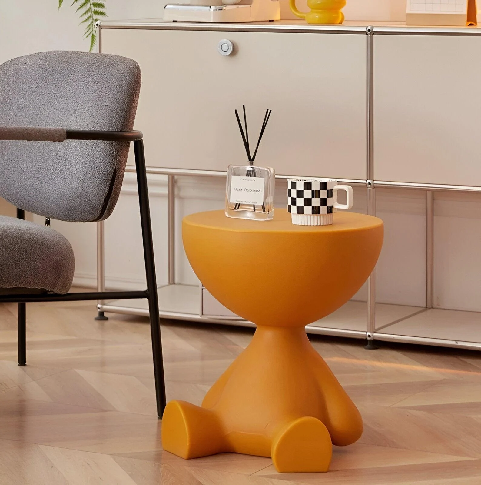 Beef Cream Side Table - Black Round Coffee Table - Cute Plastic Side Table -  - #tag1#