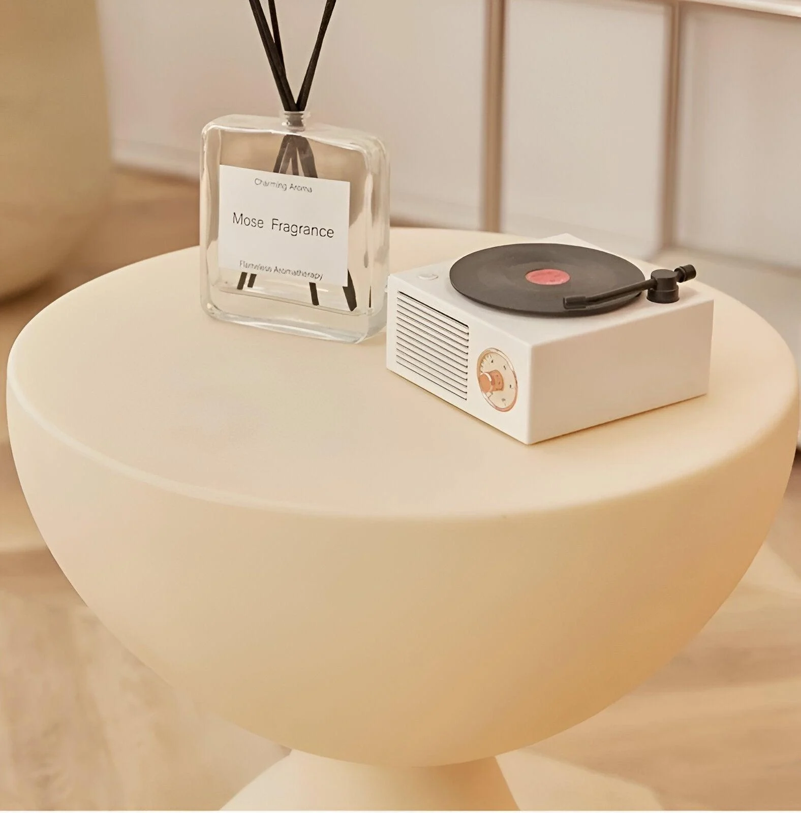 Beef Cream Side Table - Black Round Coffee Table - Cute Plastic Side Table -  - #tag1#