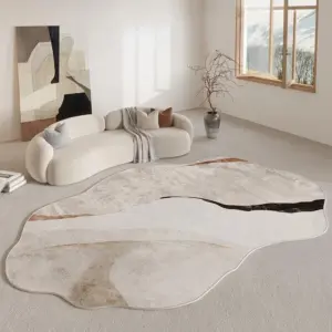 Beige Abstract Cream Style Rug - Homeko