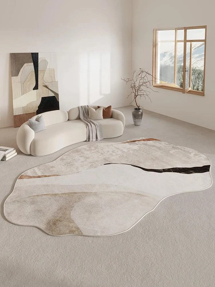 Beige Abstract Cream Style Rug - Homeko