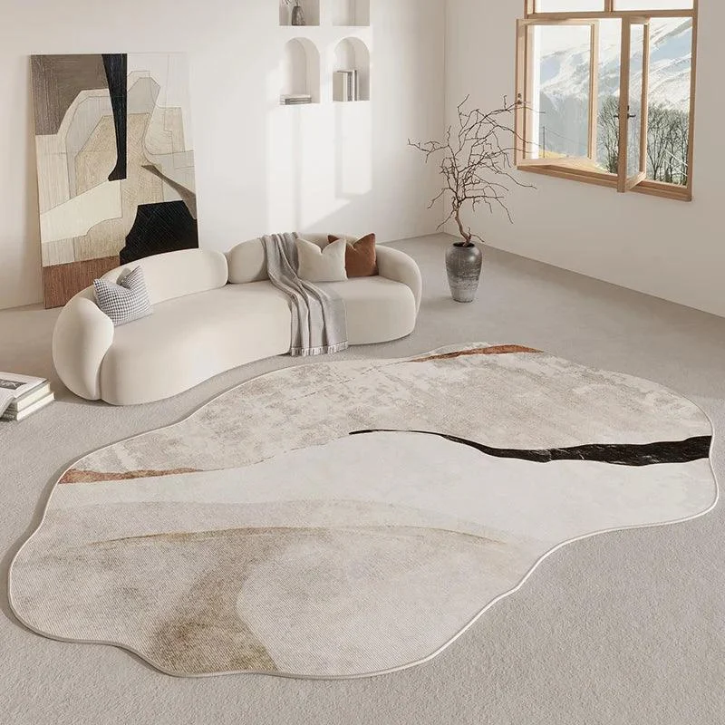 Beige Abstract Cream Style Rug - Homeko