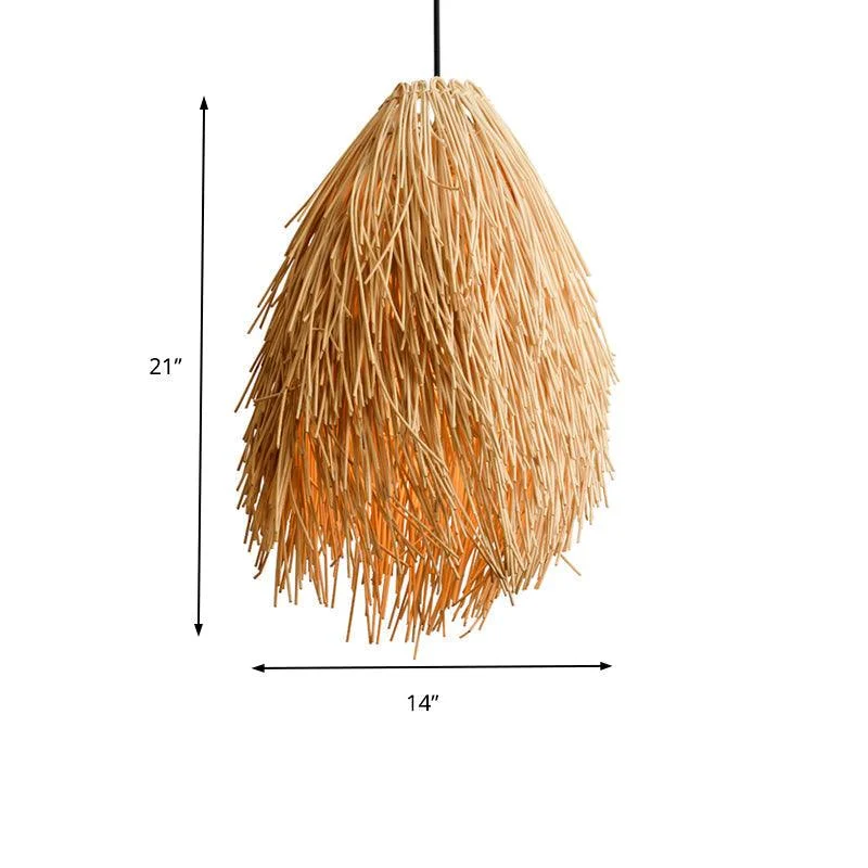 Beige Rattan Pendant Lamp - Asian Style 1-Light Pendant Fixture for Restaurant -  - #tag1#