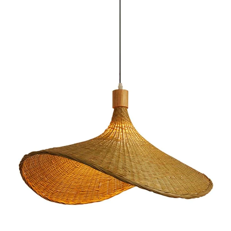 Beige Wicker Pendant Light Kit - Asian 1-Light Dining Table Ceiling Lamp -  - #tag1#