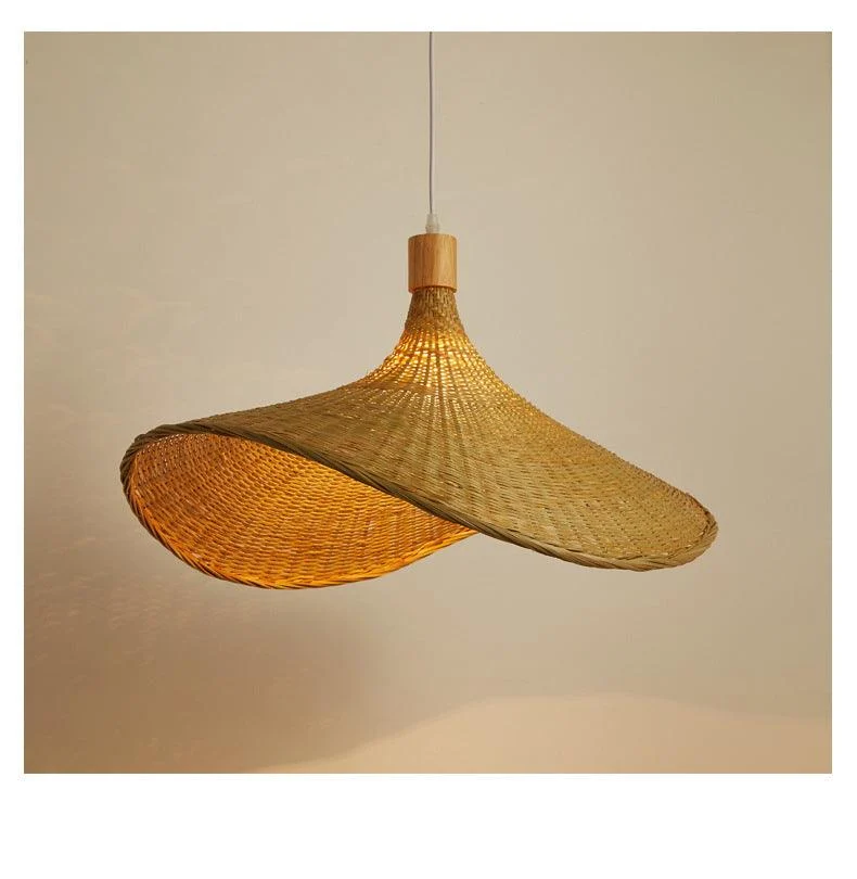 Beige Wicker Pendant Light Kit - Asian 1-Light Dining Table Ceiling Lamp -  - #tag1#