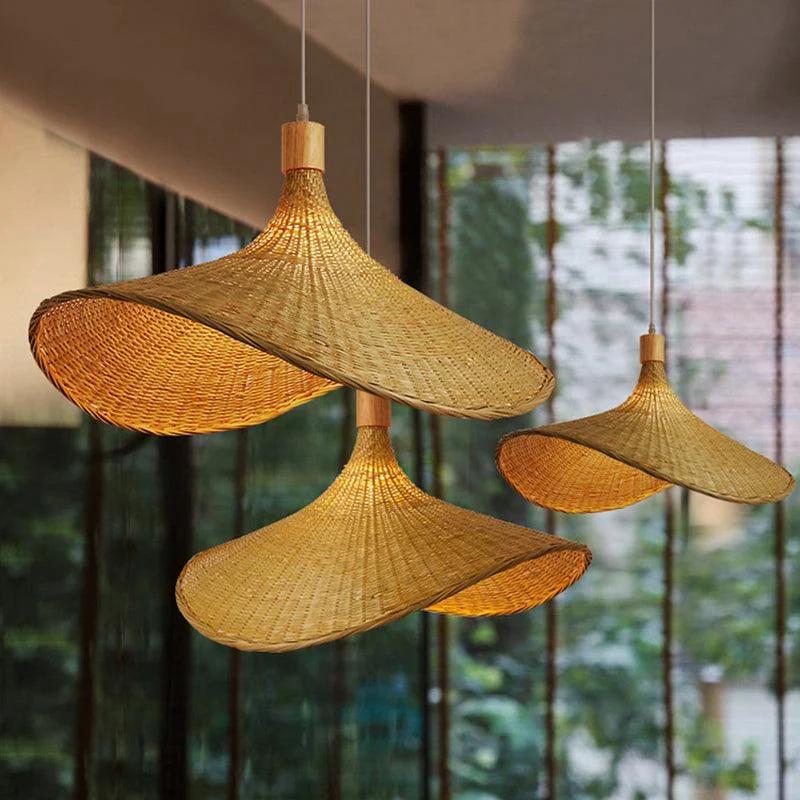 Beige Wicker Pendant Light Kit - Asian 1-Light Dining Table Ceiling Lamp -  - #tag1#