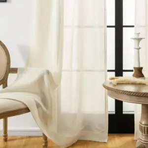 Bella Checked Weave Structure Transparent Curtains Soft Roof Tulle
