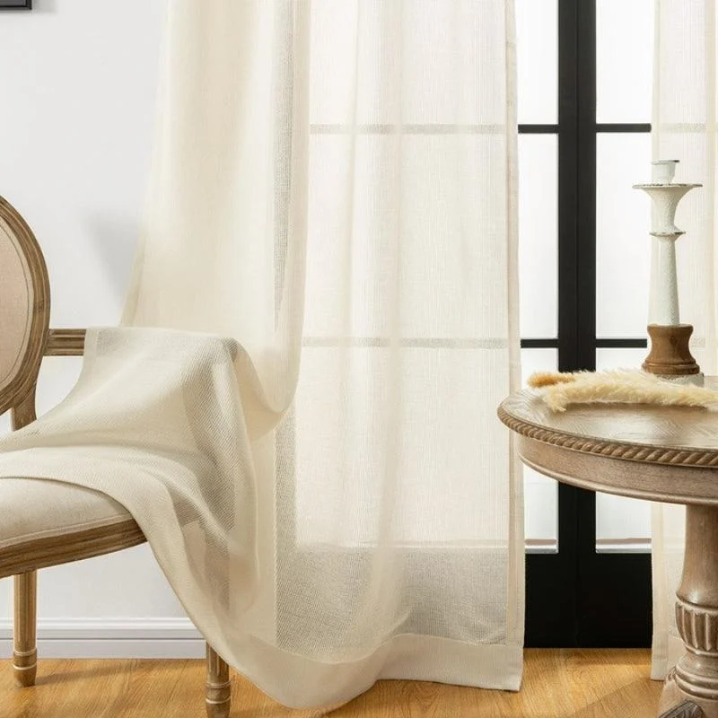 Bella Checked Weave Structure Transparent Curtains Soft Roof Tulle -  - #tag1#