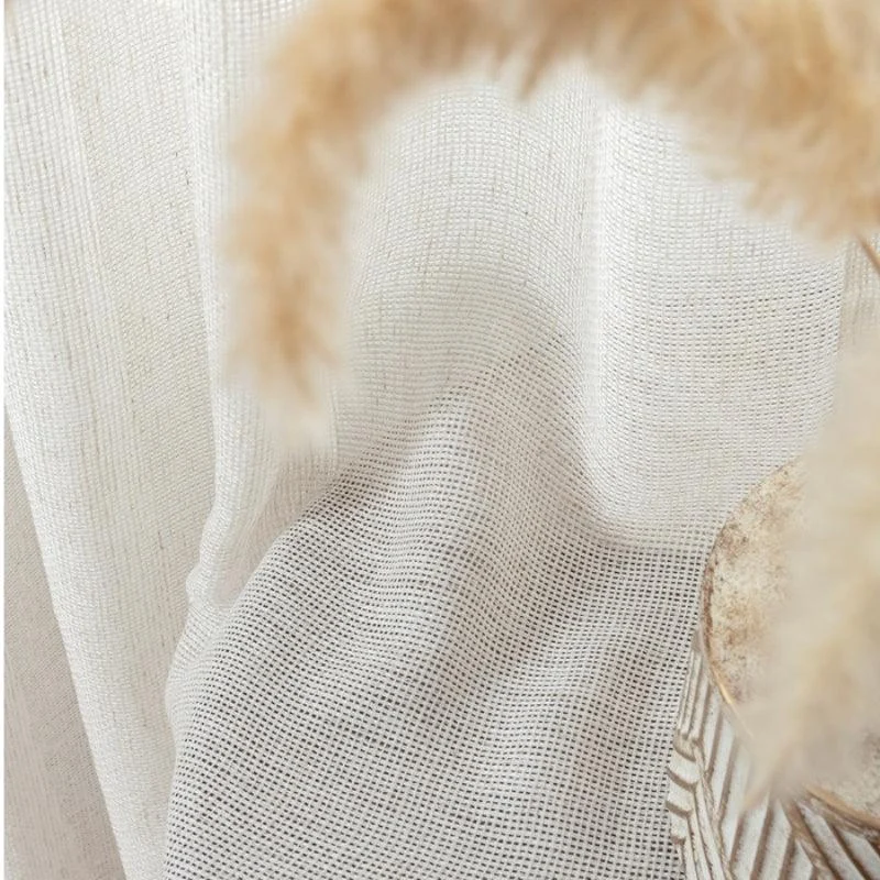 Bella Checked Weave Structure Transparent Curtains Soft Roof Tulle -  - #tag1#