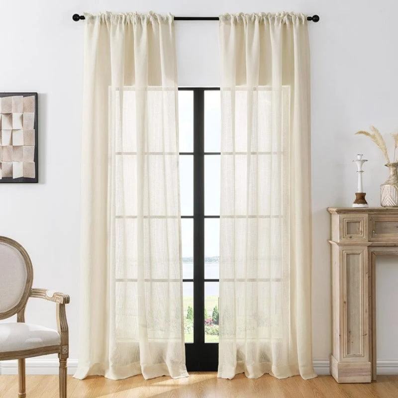 Bella Checked Weave Structure Transparent Curtains Soft Roof Tulle -  - #tag1#