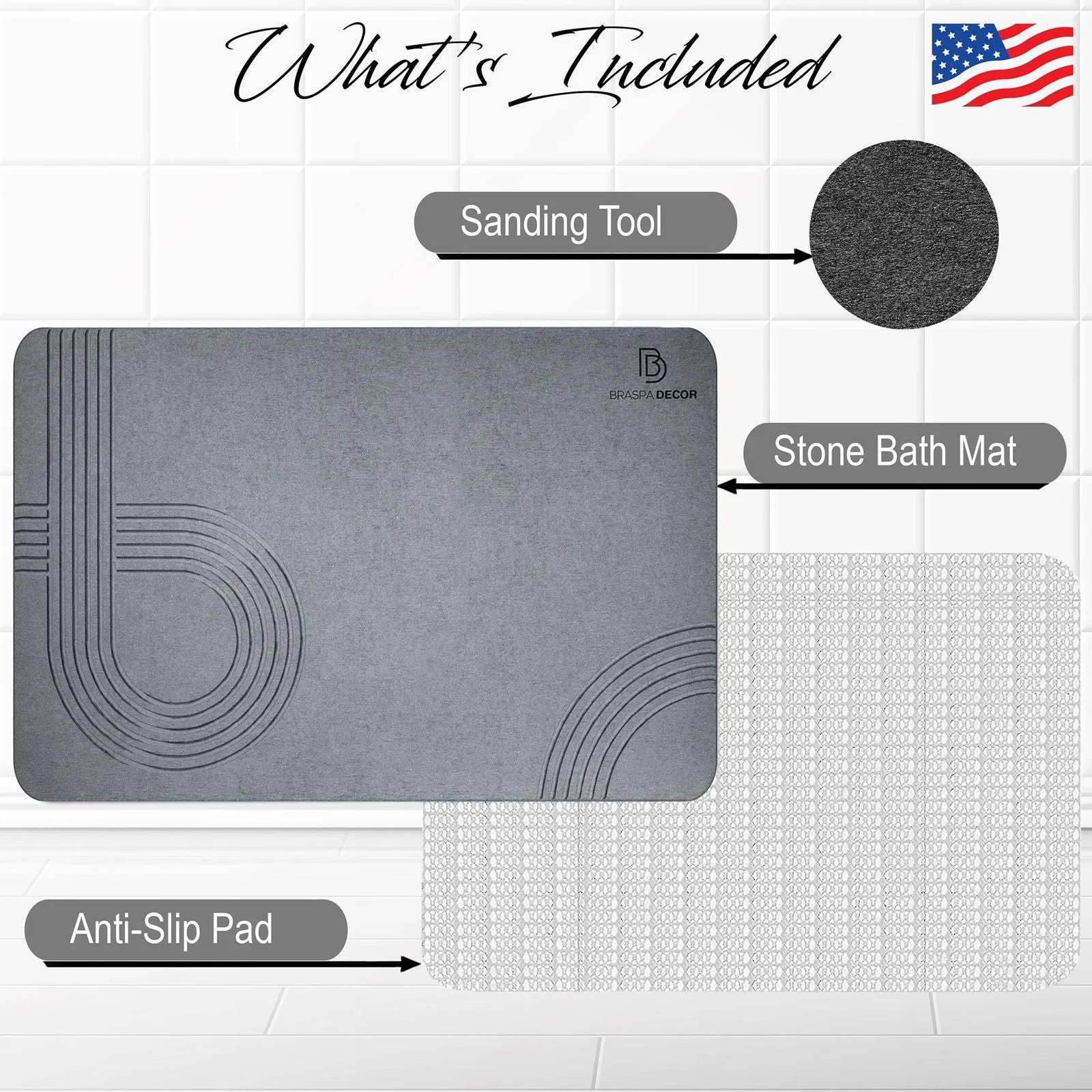 Best Stone Bath Mat, Stone Bath Mats for Bathroom, Shower Mat Stone for Floor, Stone Dish Drying Mat, Quick Dry Stone Mat for Pet Bowls -  - #tag1#