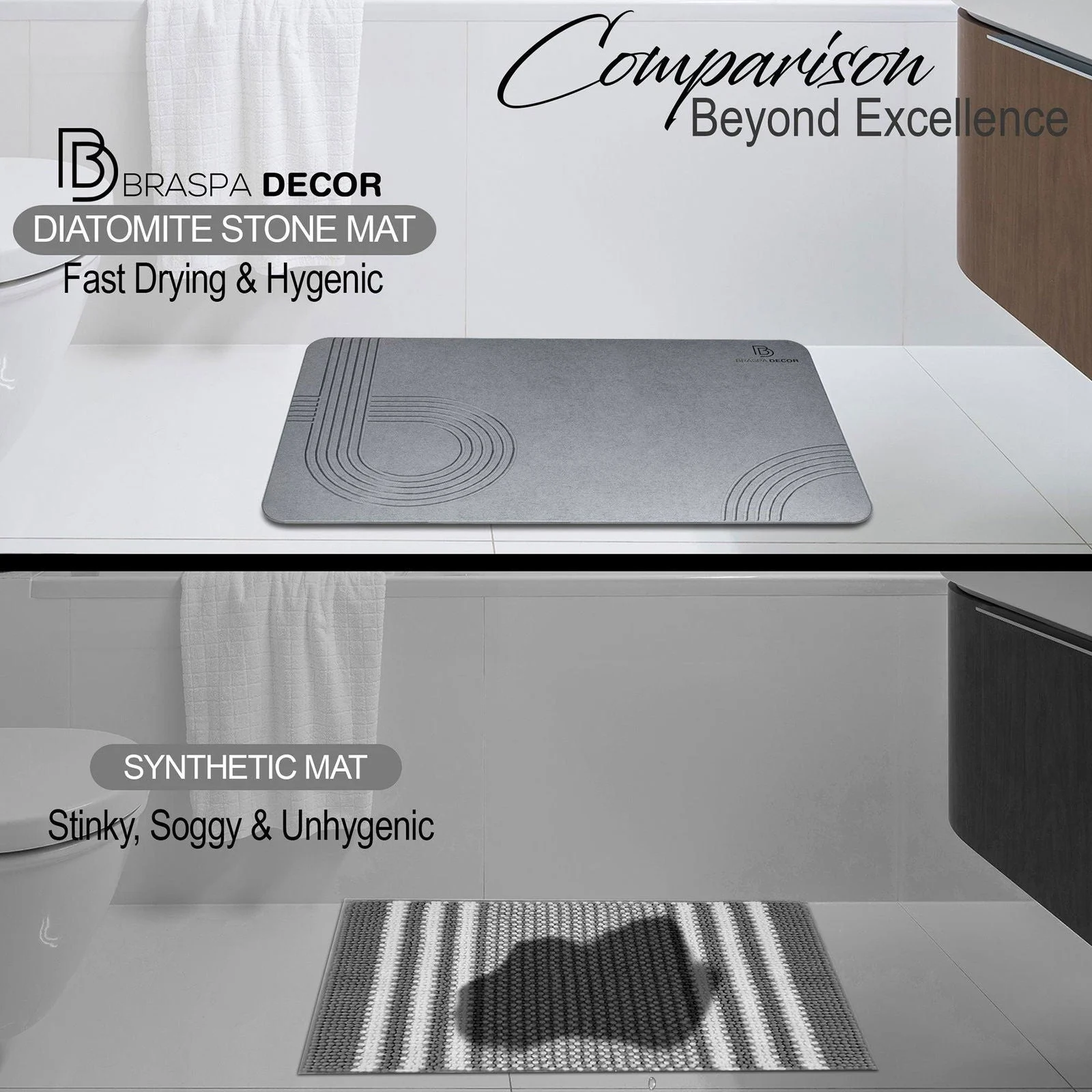 Best Stone Bath Mat, Stone Bath Mats for Bathroom, Shower Mat Stone for Floor, Stone Dish Drying Mat, Quick Dry Stone Mat for Pet Bowls -  - #tag1#