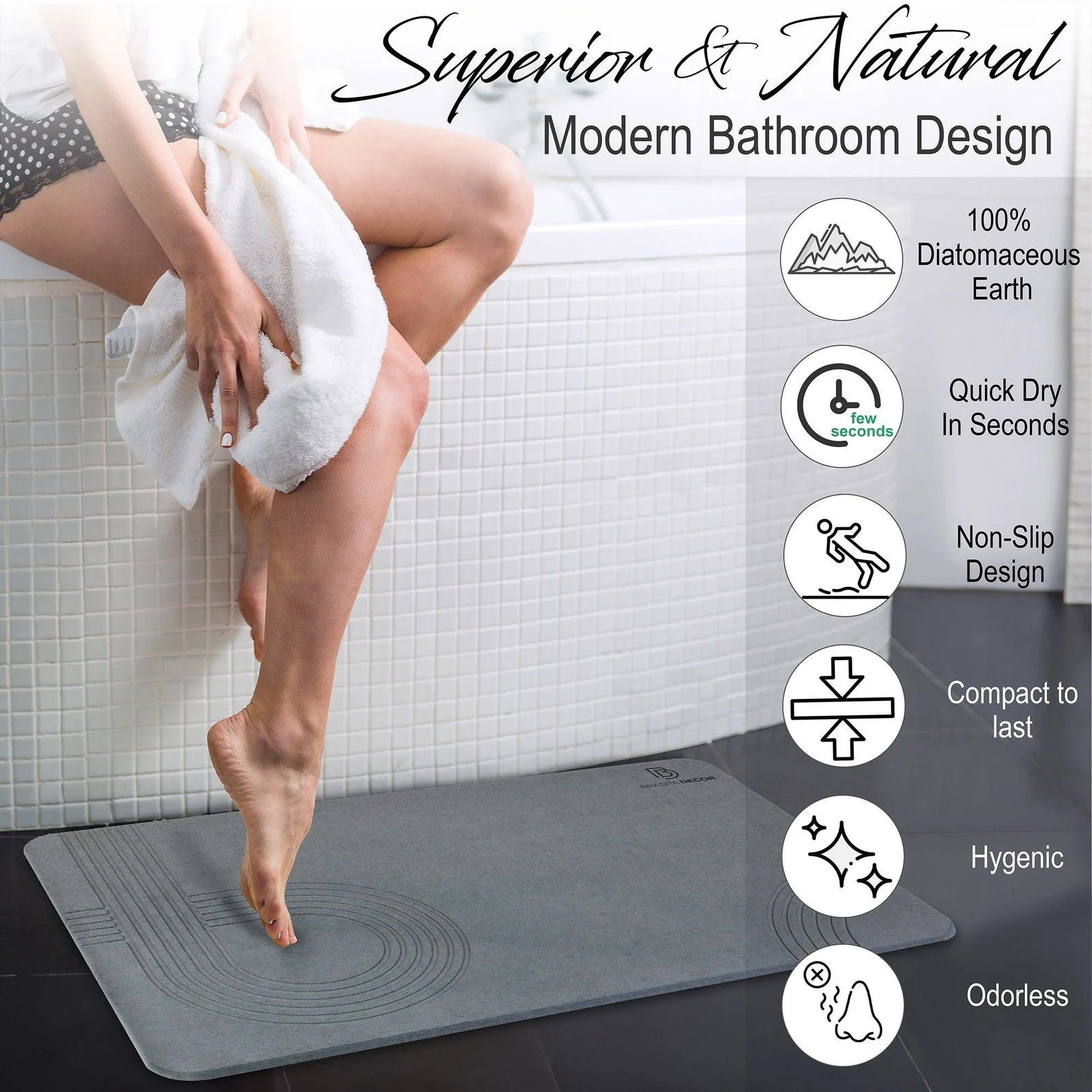 Best Stone Bath Mat, Stone Bath Mats for Bathroom, Shower Mat Stone for Floor, Stone Dish Drying Mat, Quick Dry Stone Mat for Pet Bowls -  - #tag1#