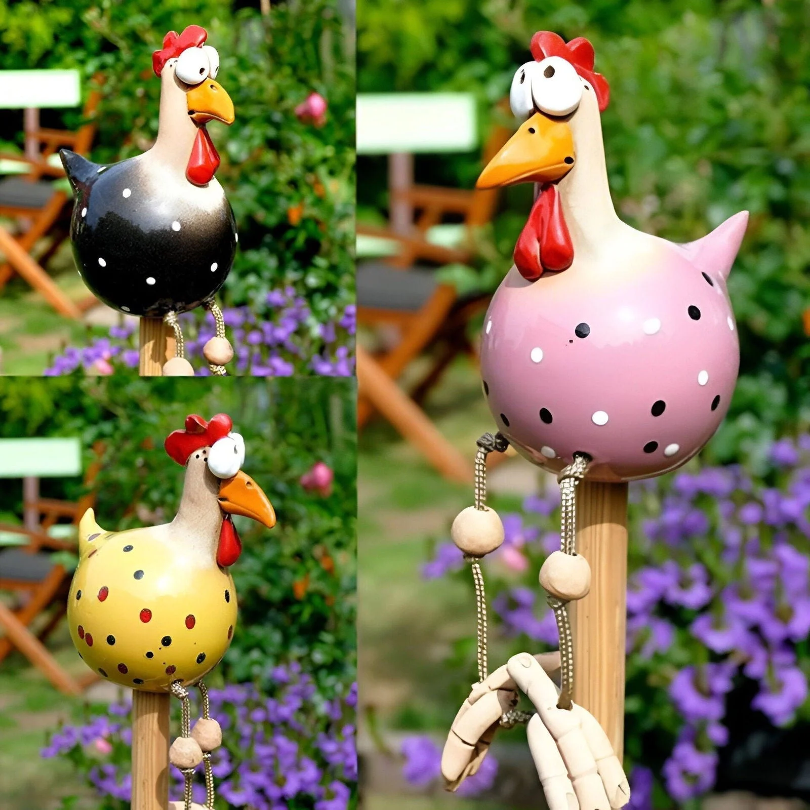 Big-eyed Huhn Statue - Weatherproof Resin Craft - Rooster Garden Statue -  - #tag1#