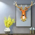 Big Deer Head Statue Home Decoration Accessories 3D Abstract Sculpture Wall Hang Decor Elk Statues Living Room Mural Art Craft tag1