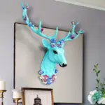 Big Deer Head Statue Home Decoration Accessories 3D Abstract Sculpture Wall Hang Decor Elk Statues Living Room Mural Art Craft tag1