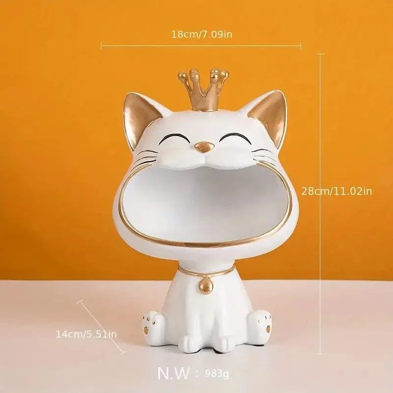 Big Mouth Cat Key Storage Tray: Light Luxury Sculpture -